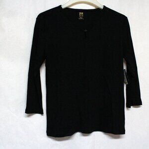 Anne Klein Sport NWT Women's Petite XL Black Long Sleeve Top